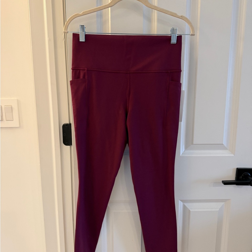 Athleta High-Waisted Burgundy Salutation Stash Tights Leggings